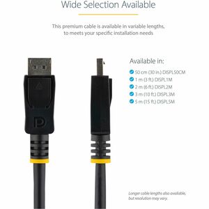 Cable de 2m DisplayPort 1.2 - Cable DisplayPort 4K x 2K Ultra HD Certificado por VESA - Cable DP a DP - con Pestillo - Ext