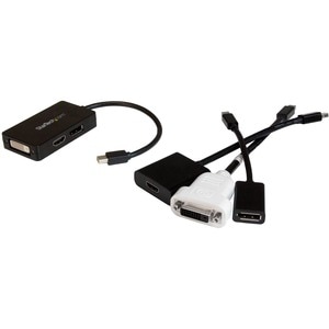 StarTech.com Travel A/V adapter - 3-in-1 Mini DisplayPort to DisplayPort DVI or HDMI converter - 1 x Mini DisplayPort Male