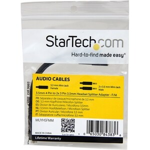 StarTech.com Adattatore splitter cuffie a 4 pin da 3,5 mm a 2x 3,5 mm a 3 pin - F/M - Estremità 1: 1 x Mini-phone Femmina 