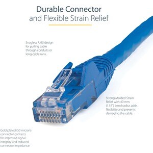 StarTech.com 0.5m Blue Gigabit Snagless RJ45 UTP Cat6 Patch Cable - 0,5 m Patch Cord - 50cm Cat 6 Patch Cable - 1 x RJ-45 