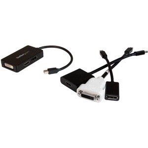 StarTech.com Travel A/V adapter - 3-in-1 Mini DisplayPort to DisplayPort DVI or HDMI converter - First End: 1 x Mini Displ