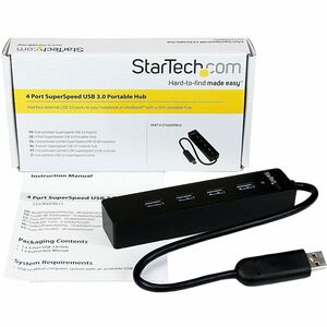 StarTech.com USB Hub - USB - External - Black - 4 Total USB Port(s) - 4 USB 3.0 Port(s) - PC, Mac