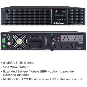 NOBREAK UPS CYBERPOWER OL1500, 1500VA/1350W,LCD,SAI Online de Conversion Dual,120V,8C,2U