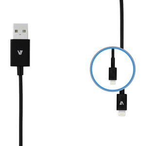 V7 12W USB Wall Charger with Lightning Cable - 120 V AC, 230 V AC Input - 5 V DC/2.40 A Output