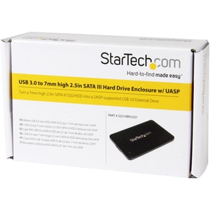 StarTech.com 2.5in USB 3.0 SATA Hard Drive Enclosure w/ UASP for Slim 7mm SATA III SSD/HDD - 1 x Total Bay - 1 x 2.5" Bay 