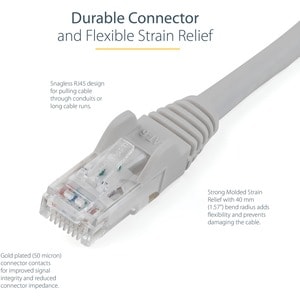 StarTech.com 5m Gray Gigabit Snagless RJ45 UTP Cat6 Patch Cable - 5 m Patch Cord - Ethernet Patch Cable - RJ45 Male to Mal