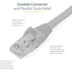 StarTech.com Cable de 1m Gris de Red Gigabit Cat6 Ethernet RJ45 sin Enganche - Snagless - 6 Gbit/s - Cable de conexión - O
