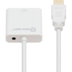 IO Crest Active HDMI to VGA Adapter with Audio Support via 3.5mm jack - 6.50" HDMI/Mini-phone/VGA A/V Cable for Audio/Vide