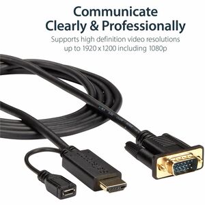 StarTech.com HDMI to VGA Cable - 1,8m (6 ft.) - 1080p - 1920 x 1200 - Active HDMI Cable - Monitor Cable - Computer Cable -