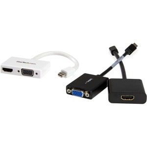StarTech.com Adaptador Mini DP de Audio/Vídeo para Viajes - Conversor Mini DisplayPort a HDMI o VGA - 1080p Blanco - Extre