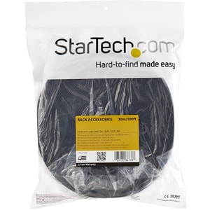 StarTech.com Hook-and-Loop Cable Management Tie - 7,6m (25 ft.) Roll - Black - Cut-to-Size Cable Wrap / Straps - Tie Strap