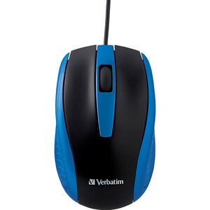 Verbatim Corded Notebook Optical Mouse - White - Optical - Cable - Blue - 1 Pack - USB Type A - Scroll Wheel