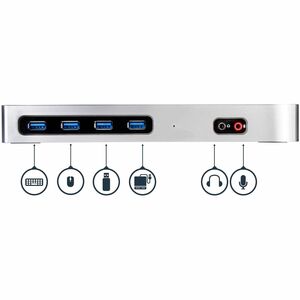 StarTech.com USB-C & USB-A Dock, Dual Monitor 4K 60Hz Dock DisplayPort/HDMI, Hybrid USB 3.0 Laptop Docking Station, 6x USB