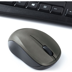 Verbatim Silent Wireless Mouse and Keyboard - Black - USB Wireless RF - Black - USB Wireless RF - Blue LED - 3 Button - Bl