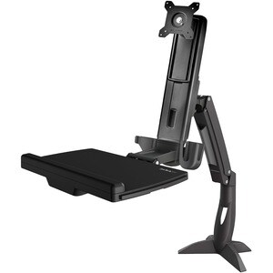StarTech.com Brazo de Soporte de Pie y Sentado Ajustable VESA para Monitores de hasta 24 Pulgadas con Soporte para Teclado
