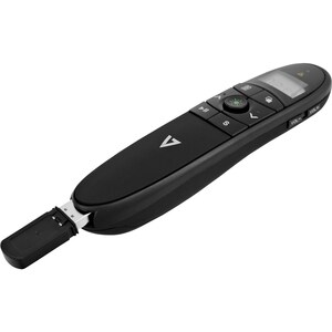 V7 WP2000G-1E Presentation Pointer - Radio Frequency - USB - Laser - Black - Wireless - 2.40 GHz