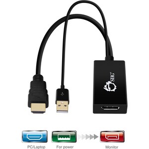 SIIG HDMI to DisplayPort 4K Ultra HD Converter - 9.80" DisplayPort/HDMI/USB A/V Cable for Notebook, Monitor, Audio/Video D