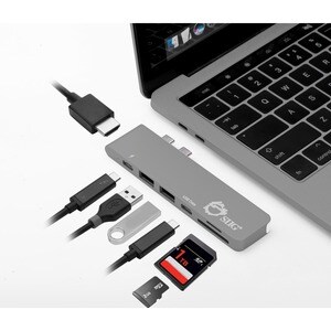 SIIG Thunderbolt 3 USB-C Hub HDMI with Card Reader & PD Adapter - Space Gray - SD, SDHC, SDXC, microSD, microSDHC, microSD