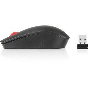 Lenovo Essential Mouse - Radio Frequency - USB - Optical - Black - Wireless - 2.40 GHz - Symmetrical