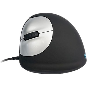 R-Go Tools Wired Vertical Ergonomic Mouse, Medium, Left Hand, Black - Laser - Cable - Black, Silver - 1 Pack - USB - 3400 