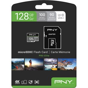 PNY PRO Elite 128 GB Class 10/UHS-I (U3) microSDXC - 100 MB/s Read - 90 MB/s Write