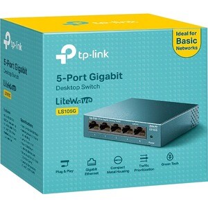 TP-Link LiteWave LS105G 5 Ports Ethernet Switch - Gigabit Ethernet - 10/100/1000Base-T - 2 Layer Supported - AC Adapter - 