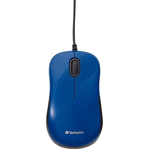 Verbatim Silent Corded Optical Mouse - Blue - Optical - Cable - Blue - USB - Scroll Wheel
