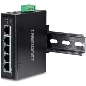Switch Ethernet TRENDnet TI-PE50 5 Porte - Nuovo - 2 Layer supportato - Coppia incrociata - Montaggio su guida DIN, Parato