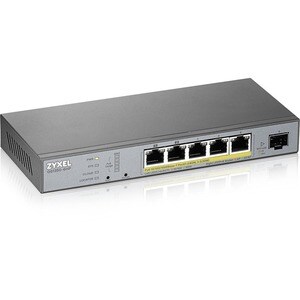 Conmutador Ethernet ZYXEL GS1350-6HP 5 Puertos Gestionable - 2 Capa compatible - Modular - Par trenzado, Fibra Óptica - Mo