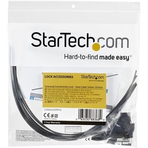 StarTech.com Cable Tying - Black - 10 Pack - TAA Compliant - Cable Tether - Steel, Polyvinyl Chloride (PVC)