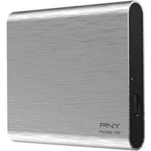 PNY Pro Elite 250 GB Portable Solid State Drive - 2.5" External - Brushed Silver - USB 3.1 (Gen 2) Type C - 880 MB/s Maxim