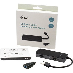i-tec A/V Adapter - 1 x Type A Male USB - 1 x HD-15 Female VGA, 2 x HDMI Female Digital Audio/Video, 1 x Type C USB - 1920