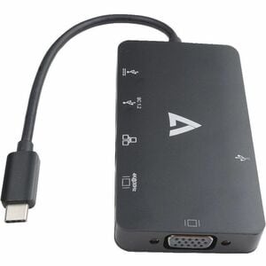 Estación de acoplamiento V7 V7UC-U3CRJ45HDVG-BLK USB Tipo C para Ordenador sobremesa - 100 W - 4 x puertos USB - 2 x USB 3