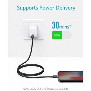 ANKER PowerLine II Lightning/USB-C Data Transfer Cable - 6 ft Lightning/USB-C Data Transfer Cable for iPhone, MacBook, iPa