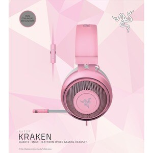 Auriculares de gaming Razer Kraken Cableado Sobre la cabeza - Cuarzo rosa - Binaural - Cerrado - 32Ohm - 12Hz a 28kHz - 13