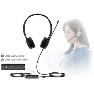 UH36 MS CERTIFIED TEAMS USB WIRED HEADSET, BINAURAL EAR (DUAL EAR), USB-A 2.0, 3.5MM, NOISE-CANCELING MICROPHONE, LEATHER 