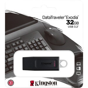 Kingston DataTraveler Exodia 32GB USB 3.2 (Gen 1) Flash Drive - 32 GB - USB 3.2 (Gen 1) - Black, White