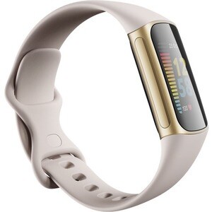 Fitbit Charge 5 Smart Band - Unisex - Lunar White, Soft Gold Stainless Steel - Aluminium Body - Stainless Steel Case - ECG