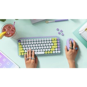 Logitech POP Keys Keyboard - Wireless Connectivity - Bluetooth - 32.81 ft - 4 Emoji Hot Key(s) - Spanish - Tablet - PC, Ma