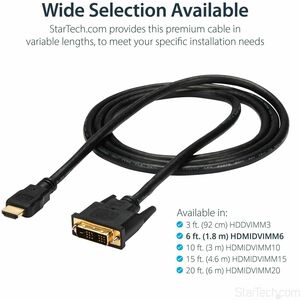 StarTech.com 6ft HDMI to DVI D Adapter Cable - Bi-Directional - HDMI to DVI or DVI to HDMI Adapter for Your Computer Monit