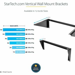 StarTech.com Rack de Acero Vertical de Pared 3U 19in Pulgadas para Equipos Montaje Vertical - 56,70 kg Capacidad de carga - 1