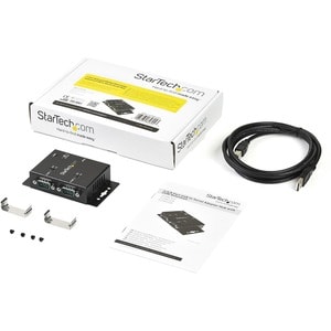 StarTech.com USB to Serial Adapter - 2 Port - Wall Mount - Din Rail Clips - Industrial - COM Port Retention - FTDI - DB9 -