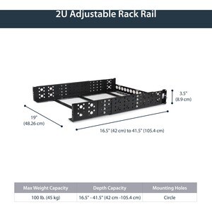 StarTech.com 2U Fixed 19" Adjustable Depth Universal Server Rack Rails - 45.36 kg Load Capacity