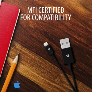 V7 12W USB Wall Charger with Lightning Cable - 120 V AC, 230 V AC Input - 5 V DC/2.40 A Output