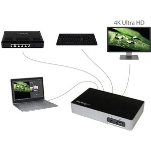 StarTech.com 4K DisplayPort Docking Station for Laptops - USB 3.0 - Universal Laptop Docking Station - 4K Ultra HD Dock - 