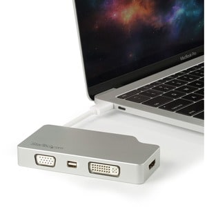 StarTech.com USB-C Multiport Adapter - Aluminum - USB Type C to VGA / 4K HDMI / Mini DisplayPort / DVI - USB C Adapter - 1