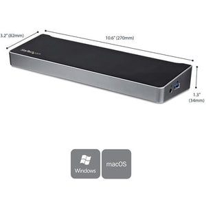 Triple Monitor USB 3.0 Laptop Docking Station - 4K HDMI, 2x DisplayPort - Universal USB Dock for Windows & Mac OS (USB3DOC