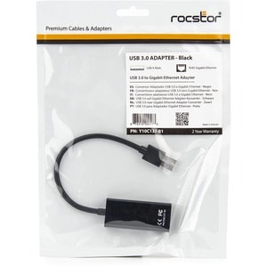 Rocstor Premium USB 3.0 to Gigabit Ethernet NIC Network Adapter RJ45 10/100/1000 M/F - USB 3.0 - 1 x Network (RJ-45) - Sup