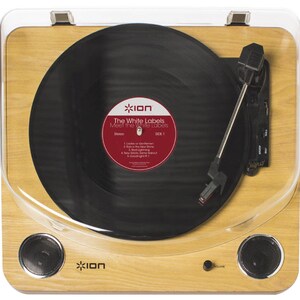 ION Max LP Conversion Turntable with Stereo Speakers - Belt Drive - 33.33, 45, 78 rpm - Black - Auxiliary Audio In - Audio
