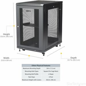 StarTech.com Rack per Server - Armadio Server con profondità da 31" - 18U - 450 kg Capacità massima di peso